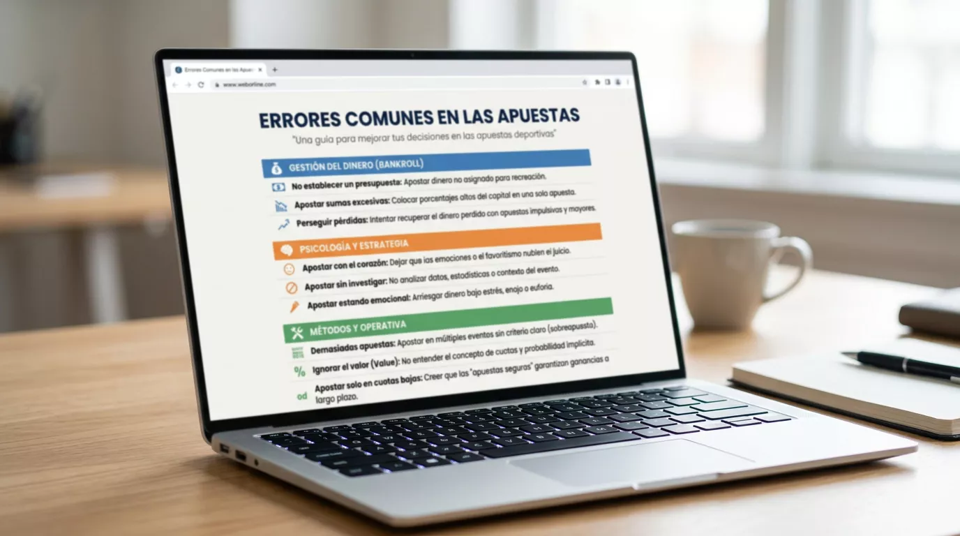 Lista de errores frecuentes del apostador en deportes virtuales organizados por categoría