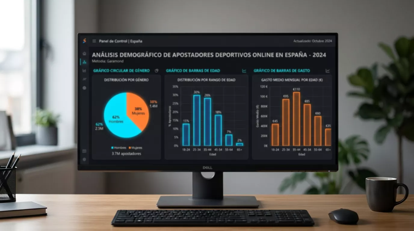Radiografía demográfica del apostador español de deportes virtuales con distribución por género, edad y gasto